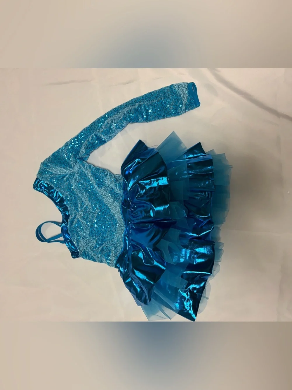 Sparkling Blue One-Shoulder Tutu Costume Dress - Kids